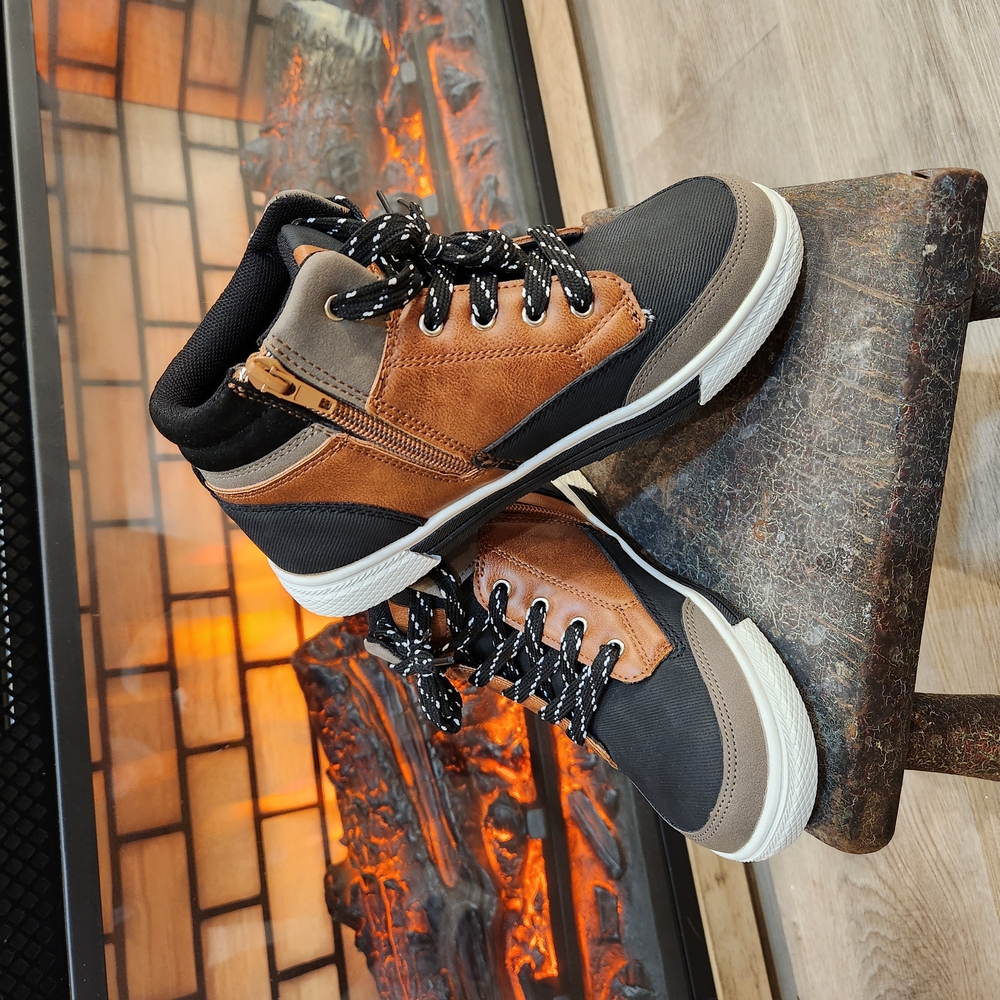 Kid's Steve Madden's Brown and Black High-Top Sneakers